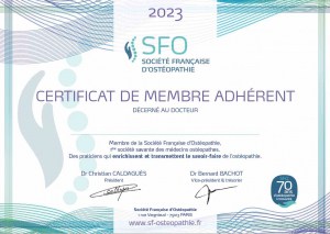 membre médecin adhérent diplome SFO osteopathie societe francaise 2023