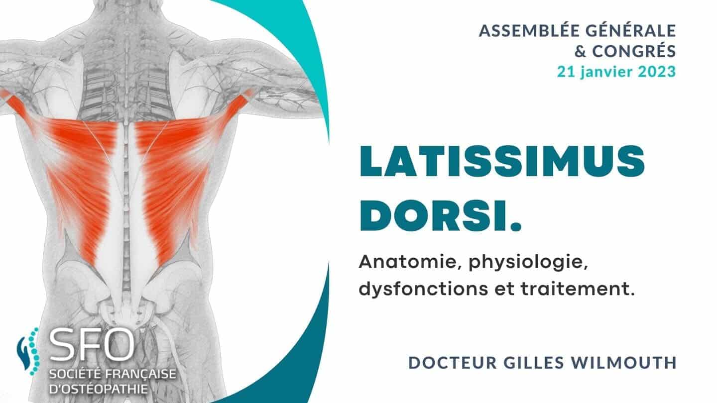 Latissimus dorsi. : Anatomie, physiologie, dysfonctions et traitement présenté par le Dr Gilles Wilmouth congrès SFO 2023